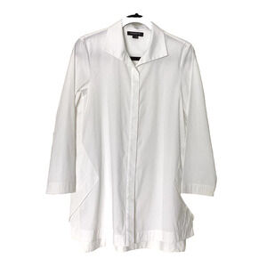 Lafayette 148 NY Women S White Button Down LS Tunic Shirt Lagenlook Quiet Lux